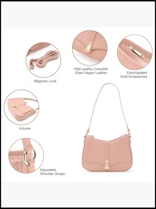 Vintage Retro Vegan Leather Shoulder Bag Quilted Crossbody Clutch Tote - Picture 5 of 7